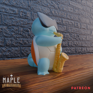 saxophone squirtle 3d print model - Mito3D
