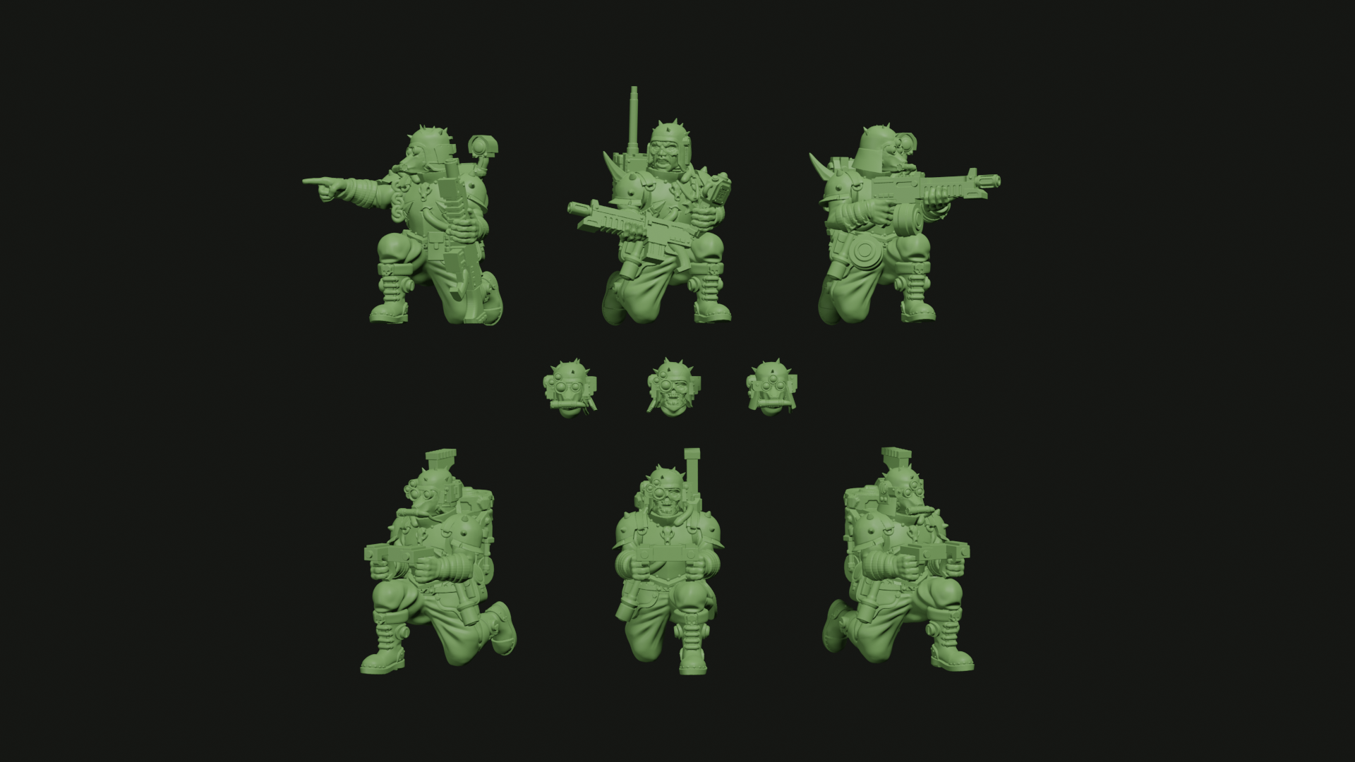 scab heavy weapon operators renegade chaos death guard heratic grimdark nurgle traitor plague darktide 28mm 3D print model - Mito3D