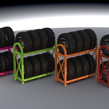 escala de pneus rack vários scaler rc garagem a pneu 10 aventuras 3d print model - Mito3D