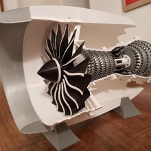 scala turbina jet engine 3 spool versione come reale un periodo di tempo limitato vari royce rolls ingegneria l'aviazione airbus boeing genx aereo carenatura compressore 3d print model - Mito3D