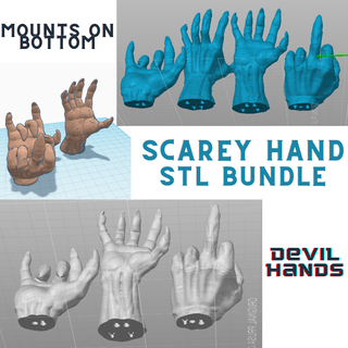 spaventoso raggiungere mani diavolo bundle monta Halloween parete mano mezzo dito demone titolare supporto gioielleria 3d print model - Mito3D