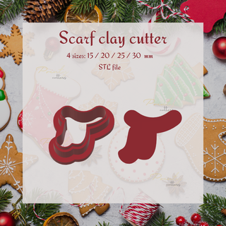 scarf clay cutter christmas polymer earring holiday winter cutters x-mas cookie tree cookiecutter claycutter gingerbread candycane 3d print model - Mito3D