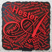 lettre écarlate de wordcloud art abbymath mathematica la littérature livre livres scarlet nathaniel hawthorne nuage mots double extrusion palette le stand anglais l'amour histoire romance 3d print model - Mito3D