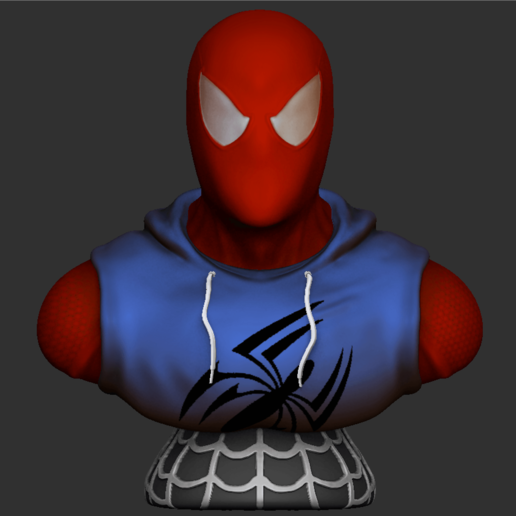 scarlet spider-man bust art spiderman marvel figure 3D print model - Mito3D