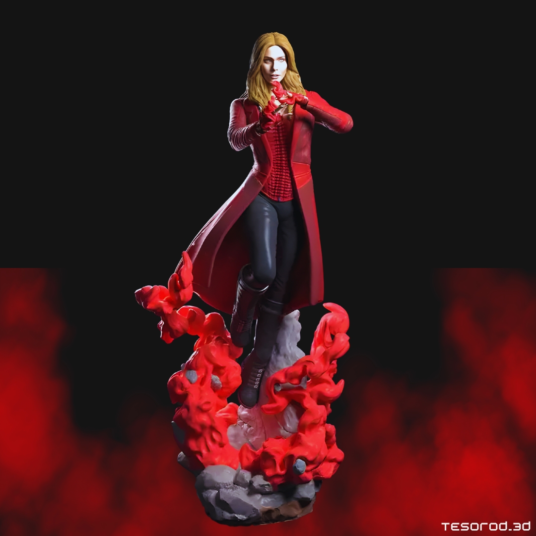 escarlata bruja wanda maximoff arte figura maravilla historietas mágico potestades colecciones realista detalles energía misticismo aficionados 3D print model - Mito3D