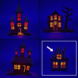 unheimlich Halloween Haus hinten beleuchtet Dekoration 3d print model - Mito3D