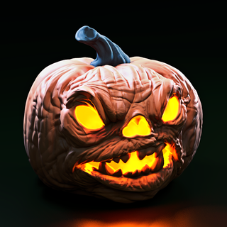 scary halloween pumpkin Art toy sculpture jack-o free easy to print no supports paint decoration statue miniature figurine creature 3d print model - Mito3D