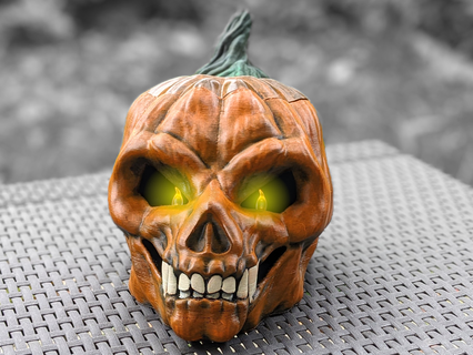 scary pumpkin king lantern halloween decoration halloweendecoration halloweenpumpkin jackolantern pumpkinking sculpture skull tealight 3d print model - Mito3D