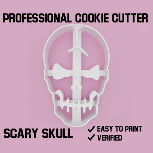 scary skull cookie cutter halloween holiday pumpkin jack lantern monster frankenstein cute spooky bat bones ghost 3D print model - Mito3D