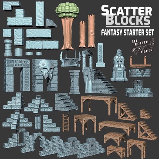 scatterblocks fantasy starter set wargaming terrain scatter scenery tabletop rpg roleplaying miniatures 28mm 30mm 32mm 3d print model - Mito3D