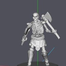 esqueleto guerrero 2x hacha juego miniatura muertos vivientes guerra 3d print model - Mito3D