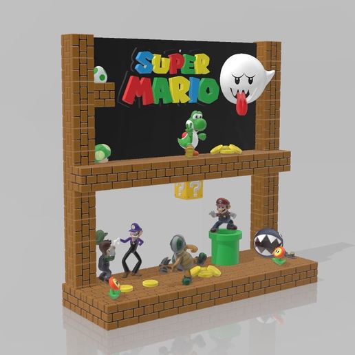 scene mario art super luigi bros figurine Bowl 3D print model - Mito3D