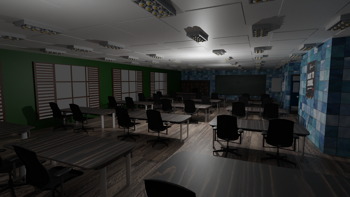 colegio clase interior estudiante salón clases habitación edificio juego escritorio mesa universidad mueble estudiar academia 3d print model - Mito3D