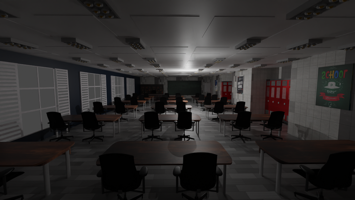 colegio clase interior estudiante salón clases habitación edificio juego escritorio mesa universidad mueble estudiar academia 3d print model - Mito3D