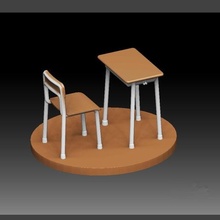 school classroom desk chair set student diorama anime art animation japanese miniature figurines statue action class 3d print model - Mito3D