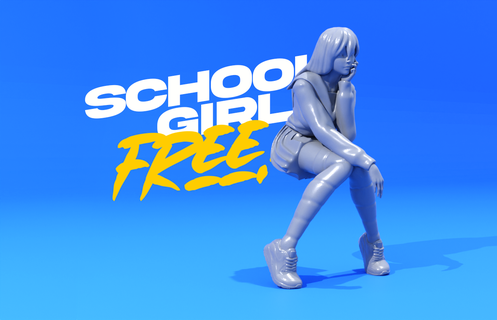 escola menina arte estátua escultura figura mulher miniaturas livre humano estatuetas fêmea esculturas corpo personagem Japão anime 3d print model - Mito3D