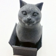 schrodinky british shorthair cat sitting boxsingle extrusion version art sculpture no supports 3d print model - Mito3D