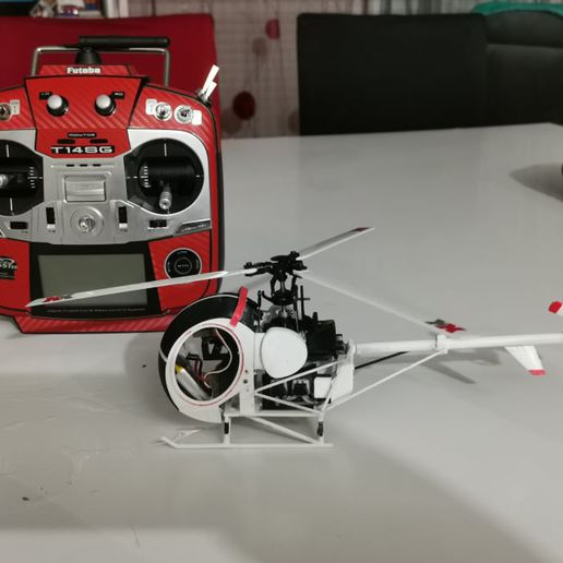 Schweizer 300 yarı ölçek rc helikopter xk k123 tamirci Helico Hughes gövde gölgelik 3D print model - Mito3D