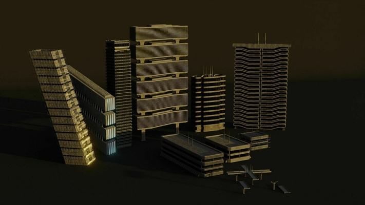 sci fi construção pacote cidade arquitetura horizonte futuro futurista paisagem urbana casa iorque manhattan arranha céu metropolitana arquitetônico 3d print model - Mito3D
