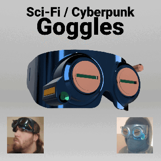 sci cyberpunk lunettes protection + lentille 3d print model - Mito3D