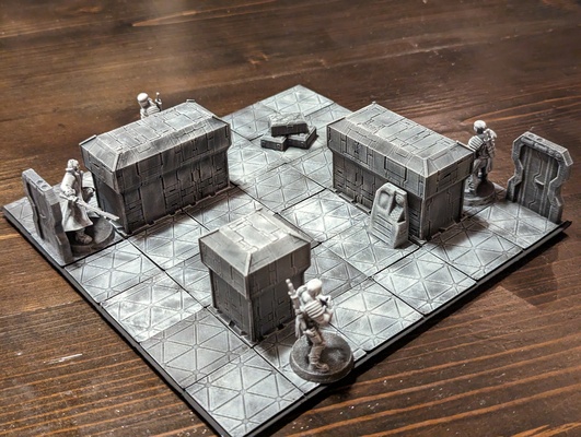 sci fi cyberpunk grid based kriegsspiel tafel terrain kompatibel kuroi spiel rig chess28 gridrunner parsecs zuhause haus 28mm 32mm gitter modular 3d print model - Mito3D