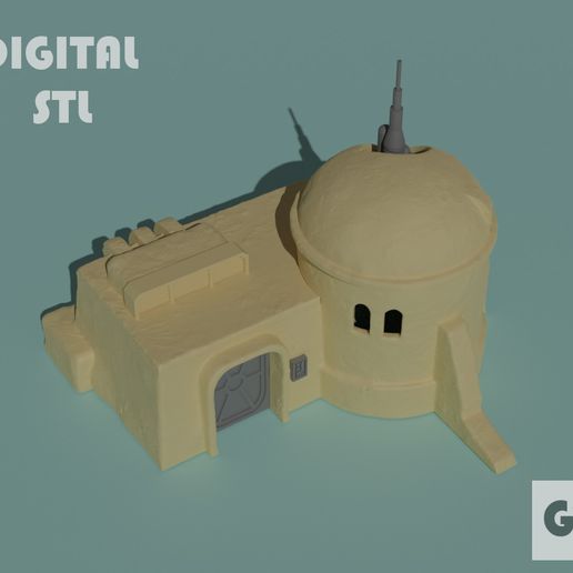 sci fi çöl ev 1 uygun star savaşlar lejyon oyun Tatooine bilimkurgu arazi 35mm 3D print model - Mito3D