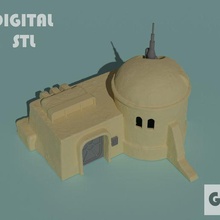 sci-fi desert house 1 - suitable star wars legion game tatooine scifi terrain 35mm 3d print model - Mito3D