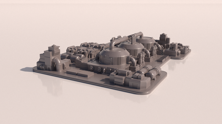 sci fi fábrica ciencia grua petróleo tanque espacio arte industrial 3d print model - Mito3D