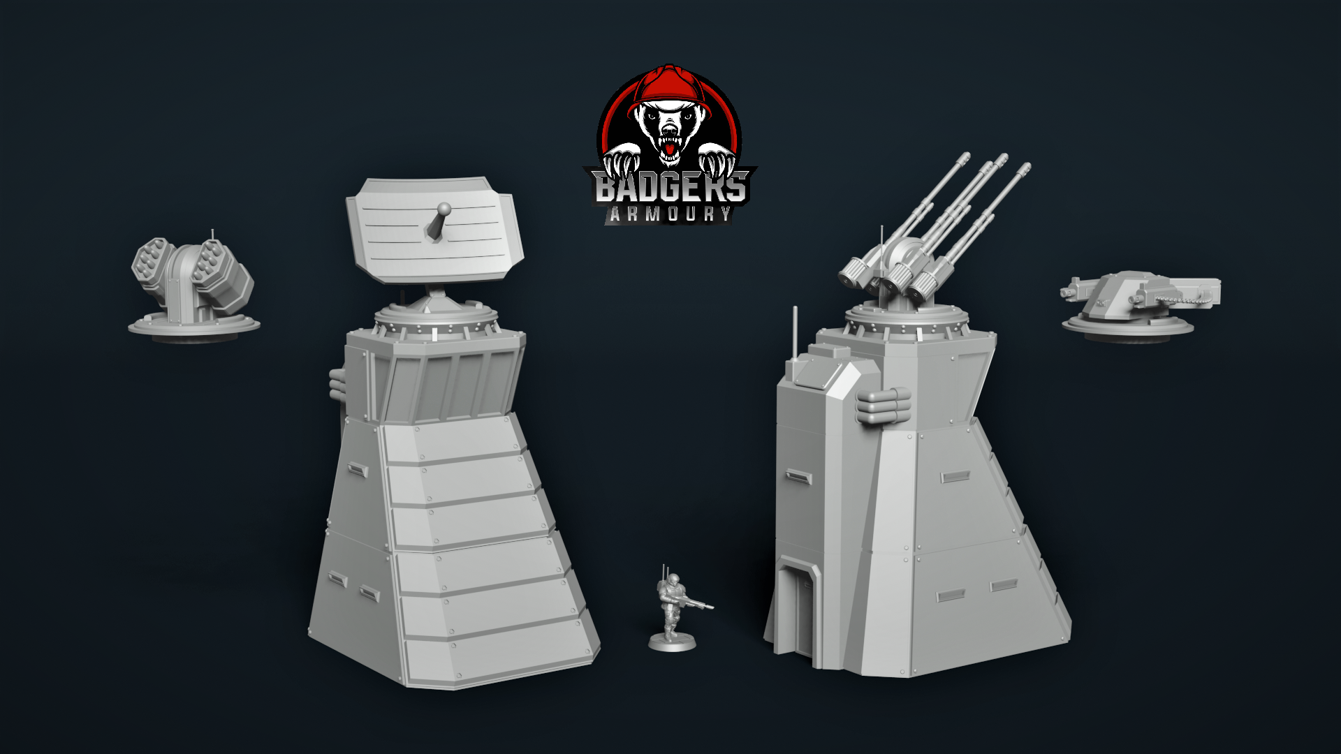 sci fi guarda torre imperial terreno Império espaço cenário ruínas construção guerra martelo 42k 40000 radar severo trincheira 28mm 3D print model - Mito3D
