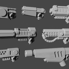 sci-fi guns pack miniature wargame wargaming warhammer 40k gun pistol blaster bolter bits bit customization 3d print model - Mito3D