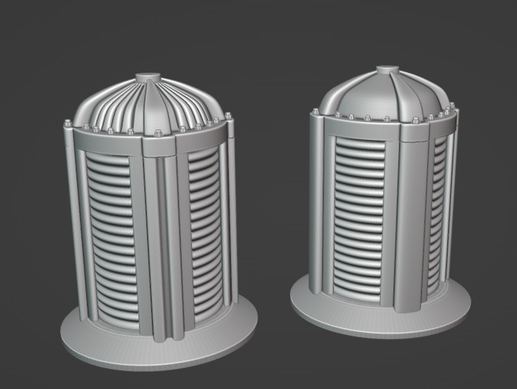sci fi silo jogos scifi terreno construção Tesla reator bobina tabuleiro miniatura borda tampo mesa mini 3D print model - Mito3D