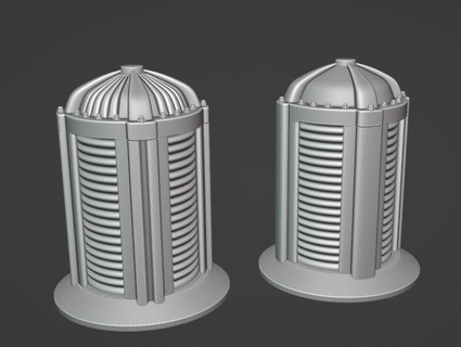 sci fi silo juego ciencia ficción terreno edificio tesla reactor bobina juegos mesa miniatura tablero mini 3d print model - Mito3D