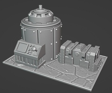 sci fi terreno 2 juego ciencia ficción edificio tesla reactor bobina juegos mesa miniatura tablero mini 3d print model - Mito3D