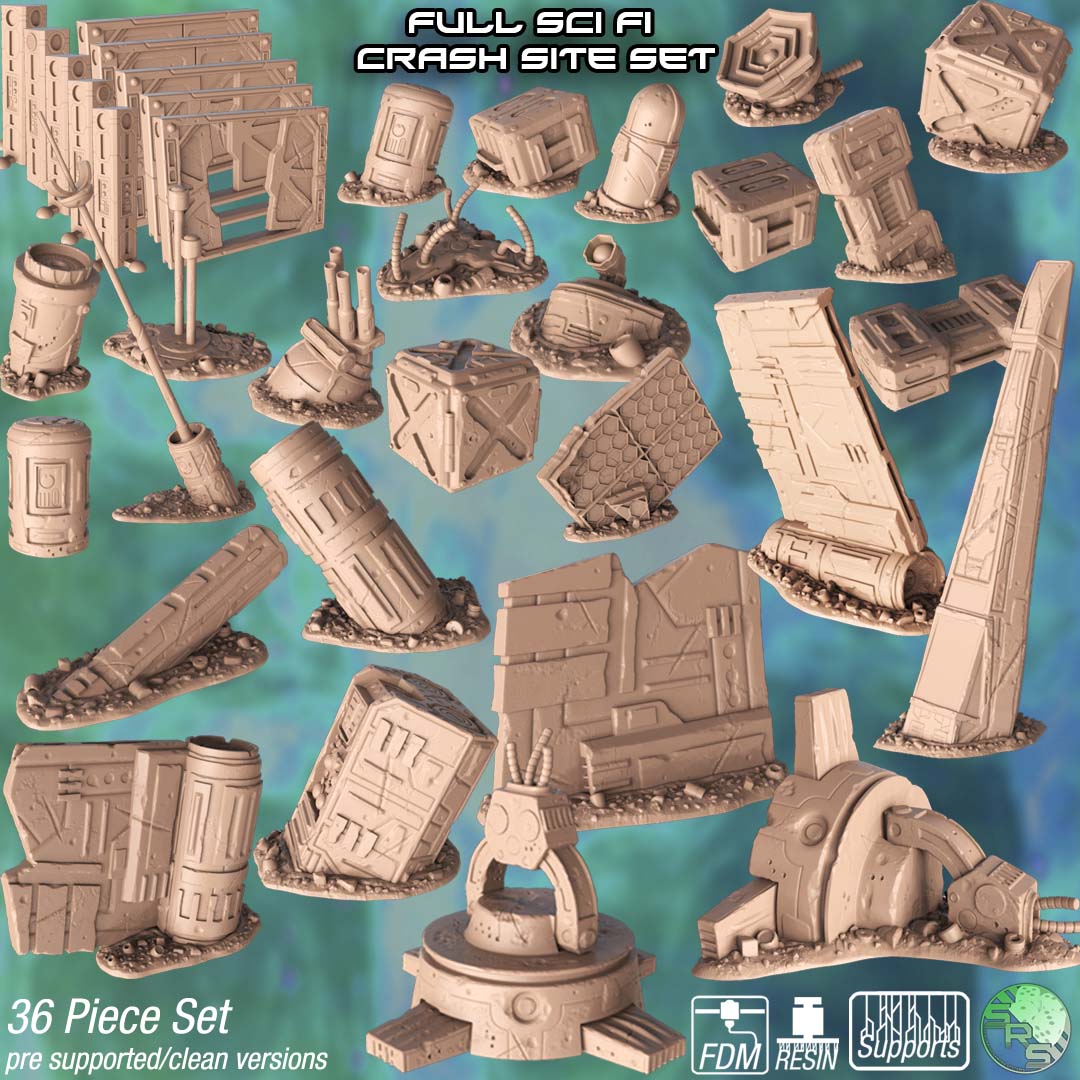 sci fi absturz seite streuen terrain spiel außerirdischer futuristisch gaming miniaturen rollenspiel scifi platz tau tischplatte cyberpunk raumschiff cyber sternenbasis 3D print model - Mito3D