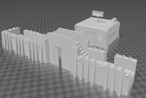 sci fi fortification fort walls gatehouse defences wall tower gate building rader imperial krieg marine space zombie 3d print model - Mito3D