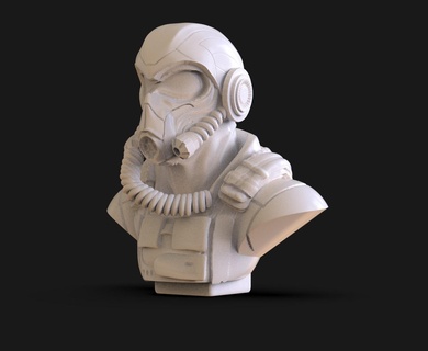 sci fi soldier bust 3d print model - Mito3D