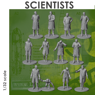 scientists 1 32 72 tabletop war game rpg pulp miniature figure scientist civilian worker 3d print model - Mito3D