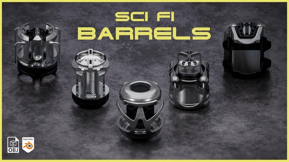 scifi barrels set 3d print model - Mito3D