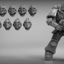 sci-fi gratuito cavaleiro capacetes obrigado 1000 followers art models warhammer wargaming tabletop space scifi miniature marine head grimdark bits 40k 28mm 3d print model - Mito3D