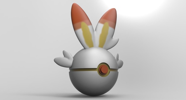 scorbunny balll pokemon pokebola inicio llavero espada proteger 3d print model - Mito3D