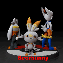 scorbunny raboot cinderace evolution 3 1 pack- fan art - pok mon game 3d print model - Mito3D