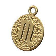 Scorpion signe monnaie pendentif charme 3d impression modèle bijoux zodiaque horoscope martelé imprimable or argent Collier astrologique bracelet 3d print model - Mito3D