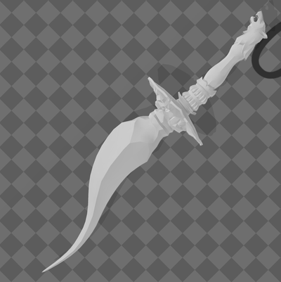 scorpione pungiglione gioco pugnale coltello lama arma dalla mano squillare fantasia medievale 3d print model - Mito3D