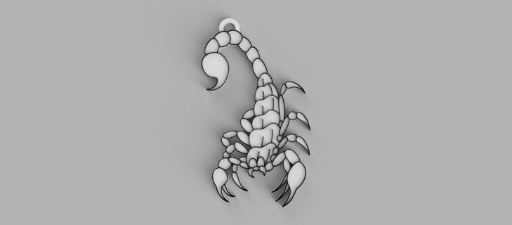 scorpion key ring - pendant earring 3d print model - Mito3D
