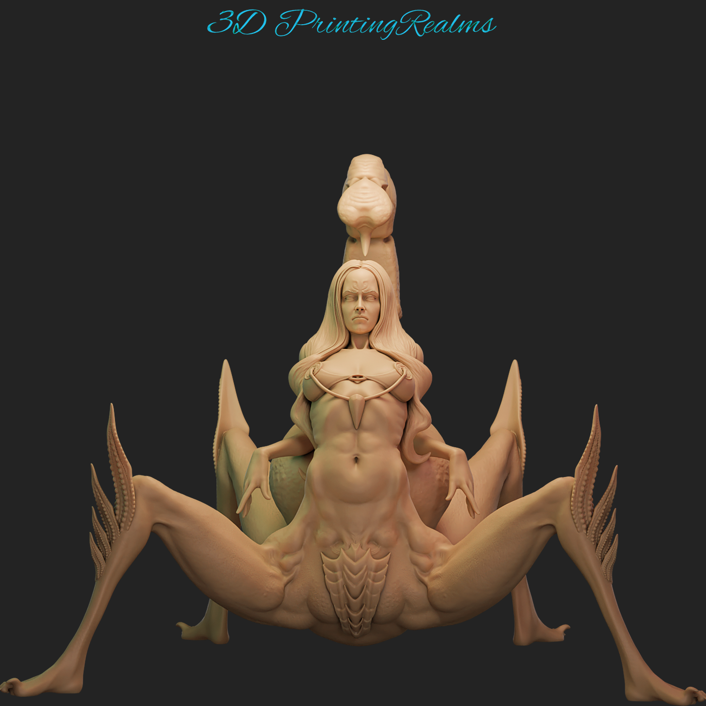 escorpião rainha nerissa fantasia fêmea dnd art tampo mesa 3D print model - Mito3D