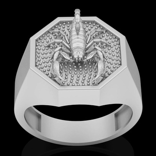 escorpião anel prata ouro joalheria imprimível 3d modelo tendência moda Projeto zbrush tigre 3d print model - Mito3D