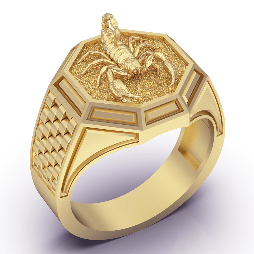 scorpion ring silver gold jewelry printable 3d model trend fashion design zbrush tiger 3D print model - Mito3D