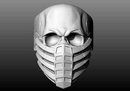Scorpion crâne mortel kombat masque bague or tête argent personnage mode bijoux luxe art homme anneaux 3d print model - Mito3D