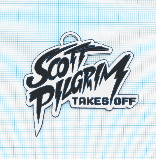 scott pilgrims logo keychain pilgrim vs world takes 3D print model - Mito3D