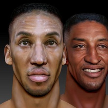 scottie pippen 2 busts art legend smile bust olympic athlete game ball basketball sport nba pippin 3d print model - Mito3D